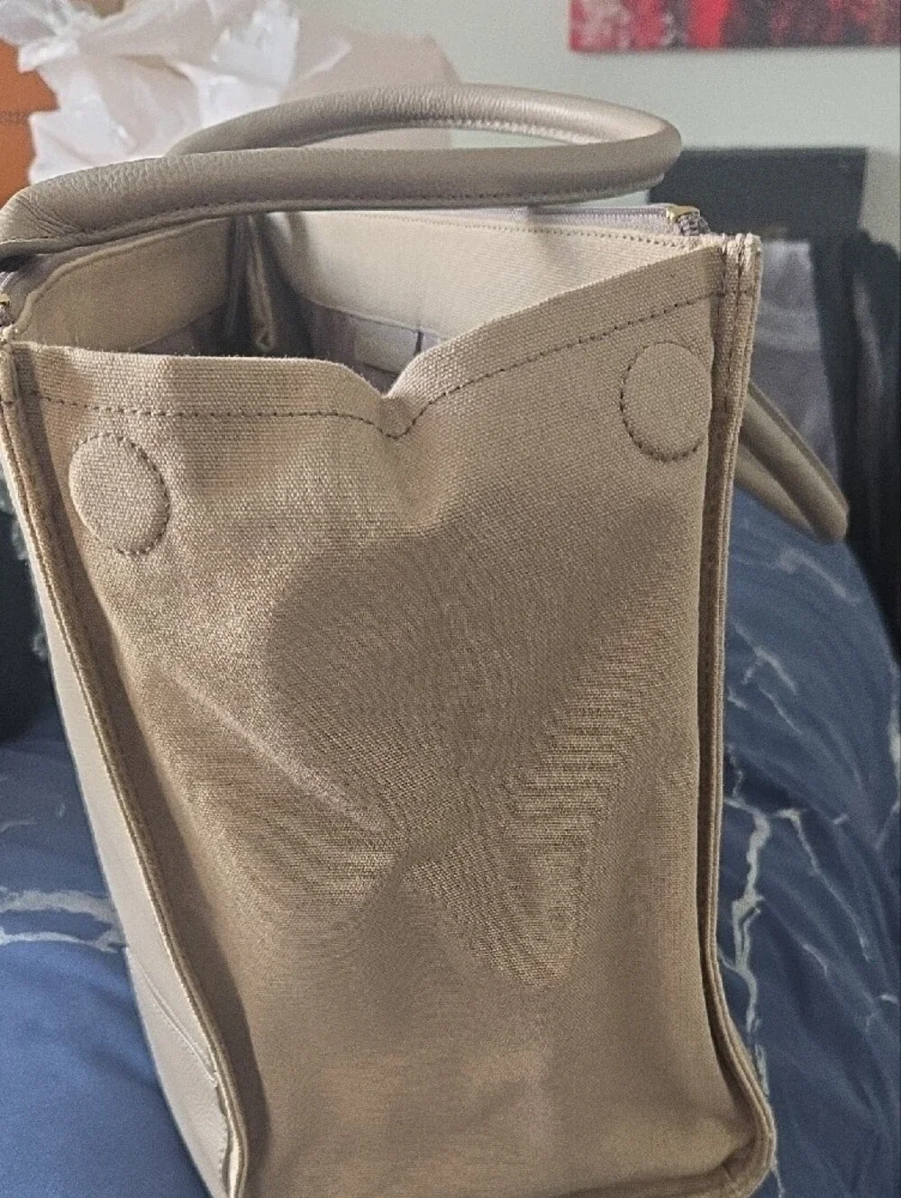 Tory Burch Mauve Beige Tote with Interior Zip Pocket